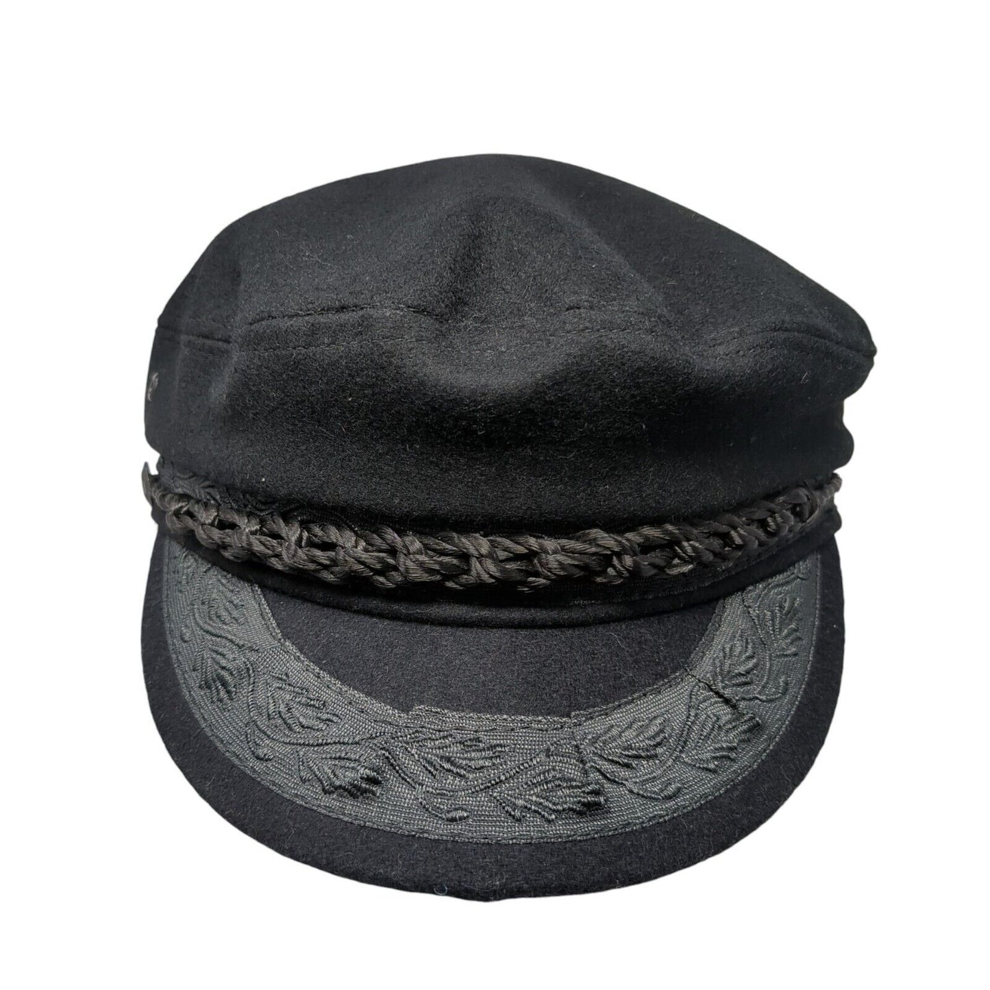 Nautilus Caps Greek Captain's Cap Wool Rope Black Size 7 3/8 Piraeus