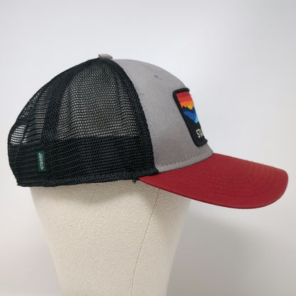 Legacy Trucker Hat Gray Red Black One Size Mountain Sunset Patch Mesh Snapback