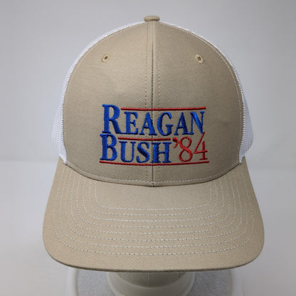Reagan Bush '84 Snapback Trucker Hat Brown OS Adjustable Mesh Back Richardson