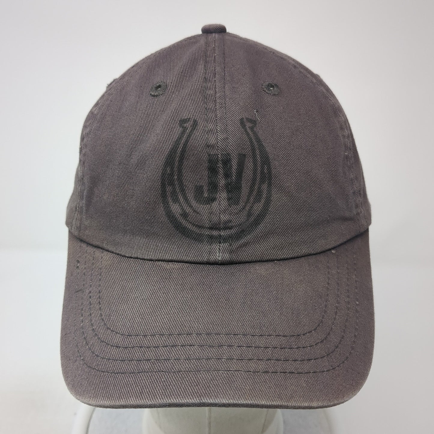 JV Horseshoe Slideback Hat Gray One Size Adjustable Solid 6 Panel