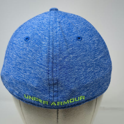 Under Armour Baseball Cap Blue XL Stretch Fit Heathered Neon Yellow Logo Hat