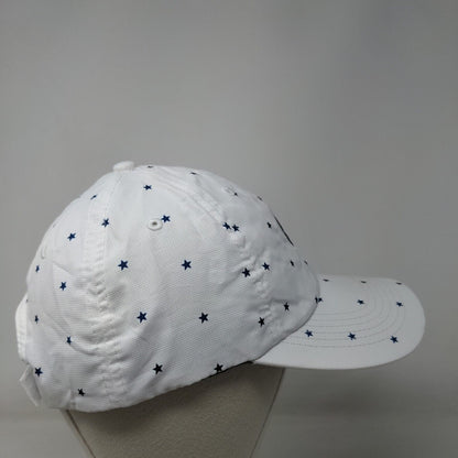 Bay Hill Strapback Hat White OSFA Adjustable Star Print Patriotic American Flag
