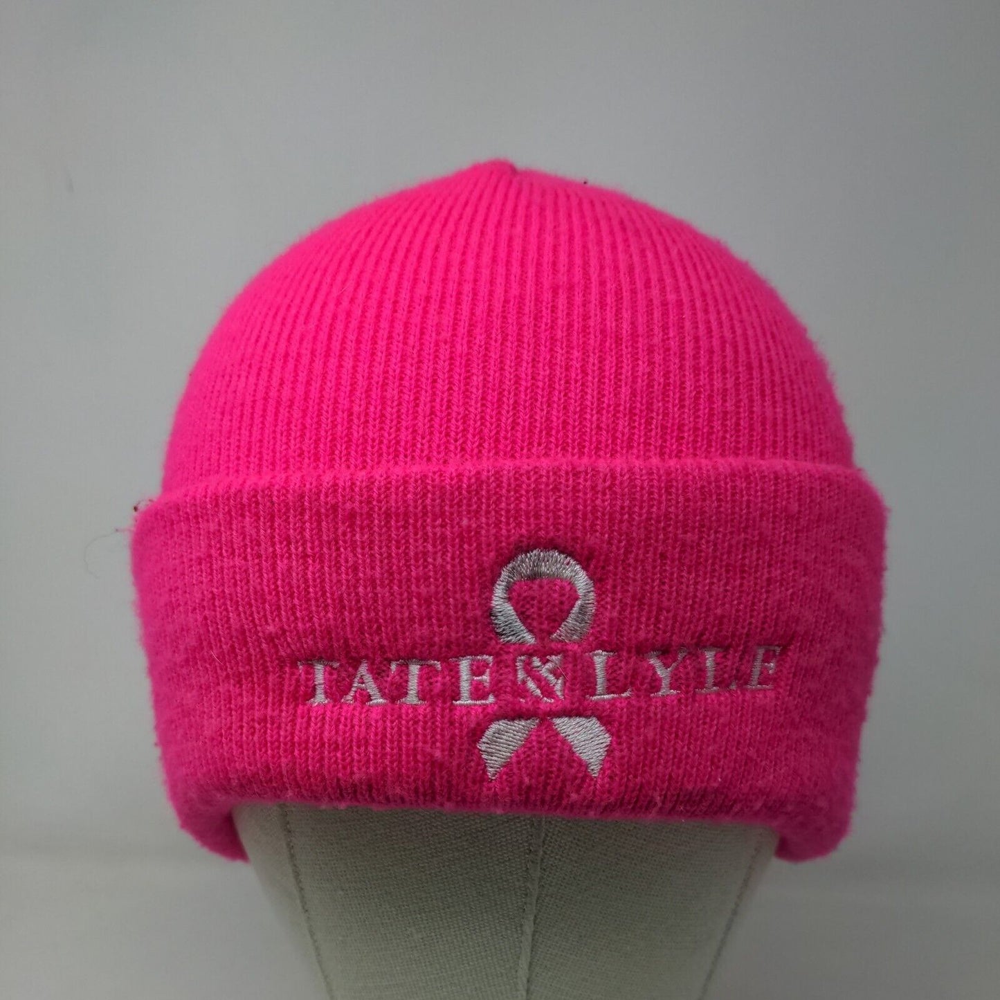 Port & Company Women's Knit Beanie Hat Pink Breast Cancer Awareness Tate & Lyle