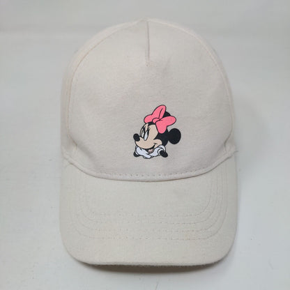 Minnie Mouse Fitted Hat Cream One Size Solid Vent Holes 5 Panel Disney