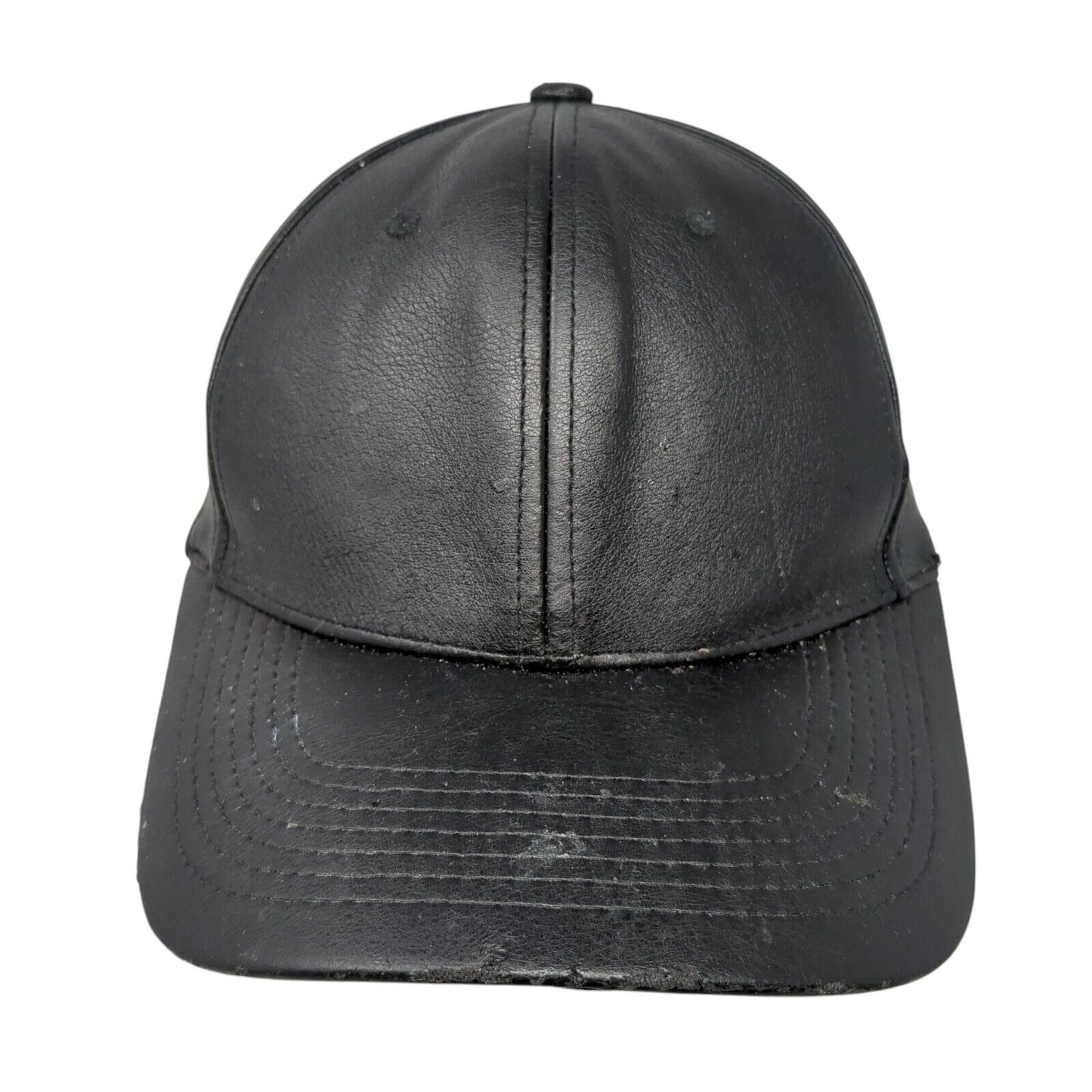Pit Bull Premium Strapback Hat Black One Size Adjustable Leather Blank