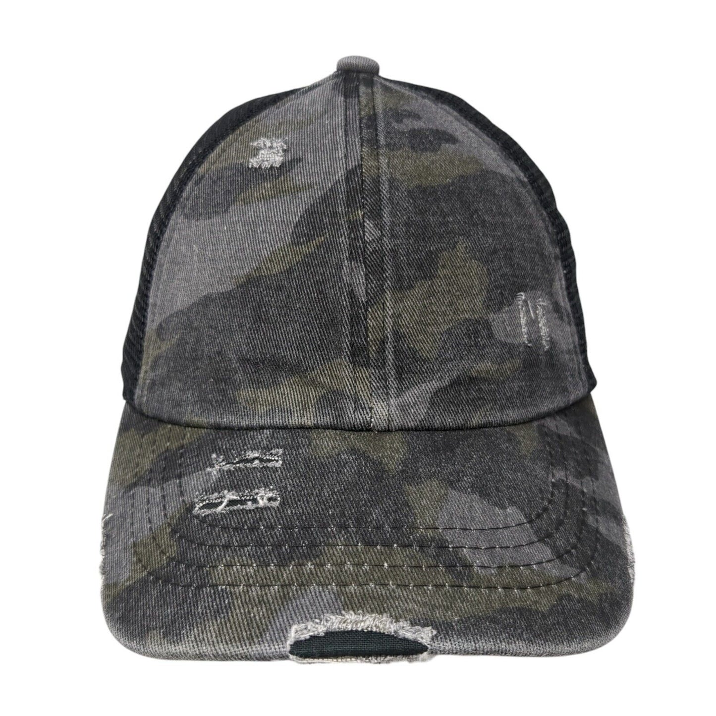 C.C Exclusives Strapback Trucker Hat Ponytail Camo One Size Adjustable
