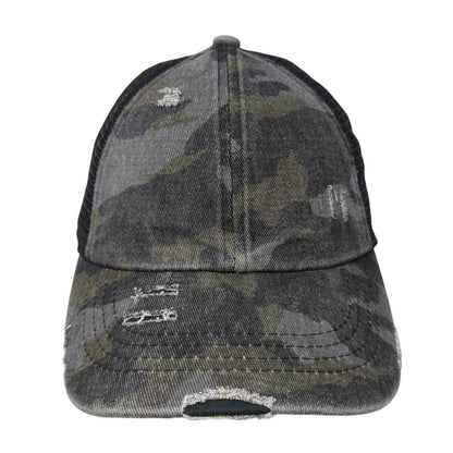 C.C Exclusives Strapback Trucker Hat Ponytail Camo One Size Adjustable