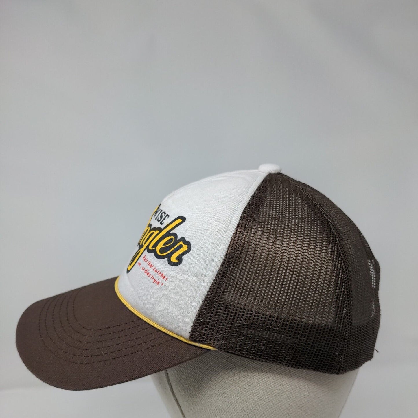 Wise Angler Snapback Rope Trucker Hat Brown OSFM Mesh Back Colorblock