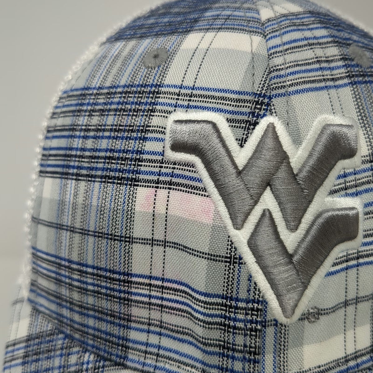 West Virginia Mountaineers NCAA Top of the World Hat Gray Blue OSFM Plaid Mesh