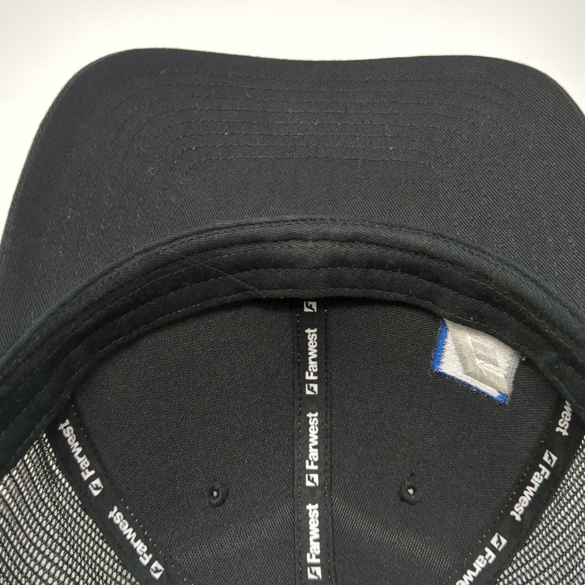 Farwest Baseball Cap Black One Size Snapback Mesh Hat Logo Pattern Patch Stitch