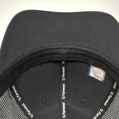 Farwest Baseball Cap Black One Size Snapback Mesh Hat Logo Pattern Patch Stitch