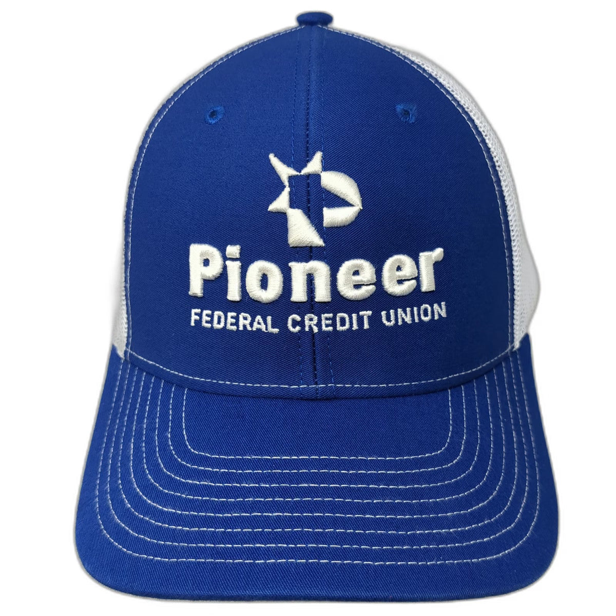 Richardson Trucker Hat Blue One Size Pioneer Federal Credit Union Mesh Snapback