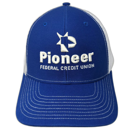 Richardson Trucker Hat Blue One Size Pioneer Federal Credit Union Mesh Snapback
