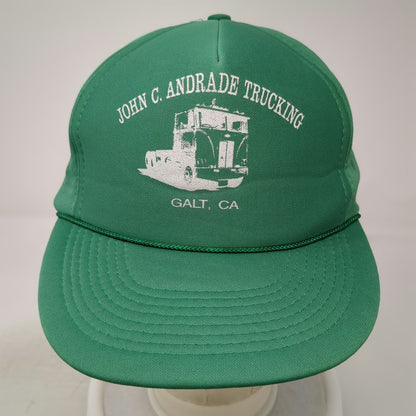 Otto Trucker Green One Size Snapback John C Andrade Trucking Galt CA Semi Hat