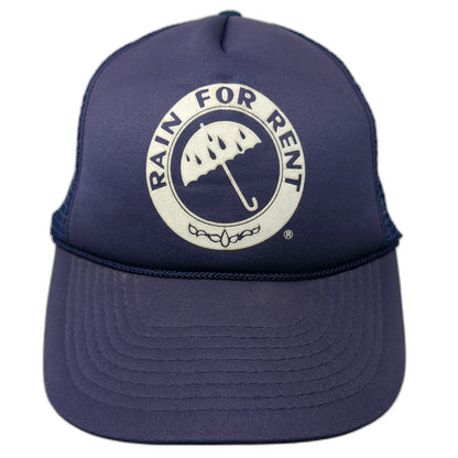 Rain For Rent Trucker Hat Blue One Size Foam Mesh Snapback Rope Industrial Logo