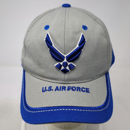 Top Level U.S. Air Force Baseball Cap Gray One Size Strapback Blue Accents Hat