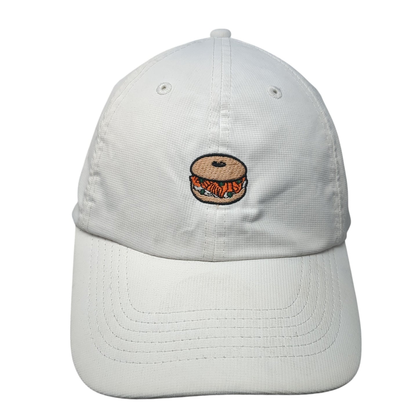 Burger Strapback Baseball Cap White One Size Adjustable Embroidered Imperial