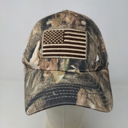 Rapdom Tactical Men's Strapback Hat Brown Camo Size OSFM Embroidered Flag Logo