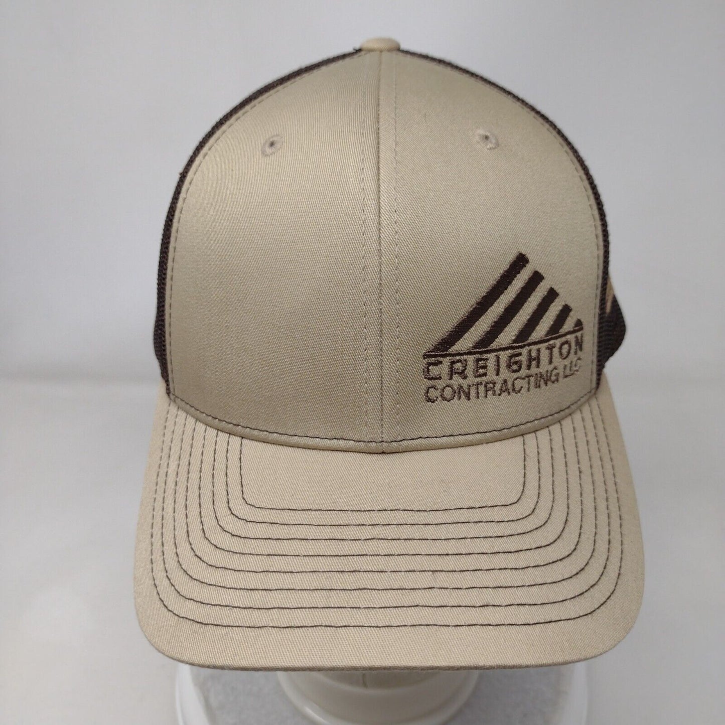 Creighton Contracting LLC Snapback Trucker Hat Tan One Size Mesh Back Richardson
