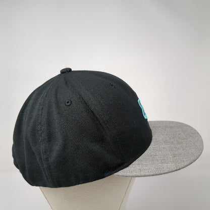 Fox Snapback Hat Black One Size Adjustable Embroidered Colorblock