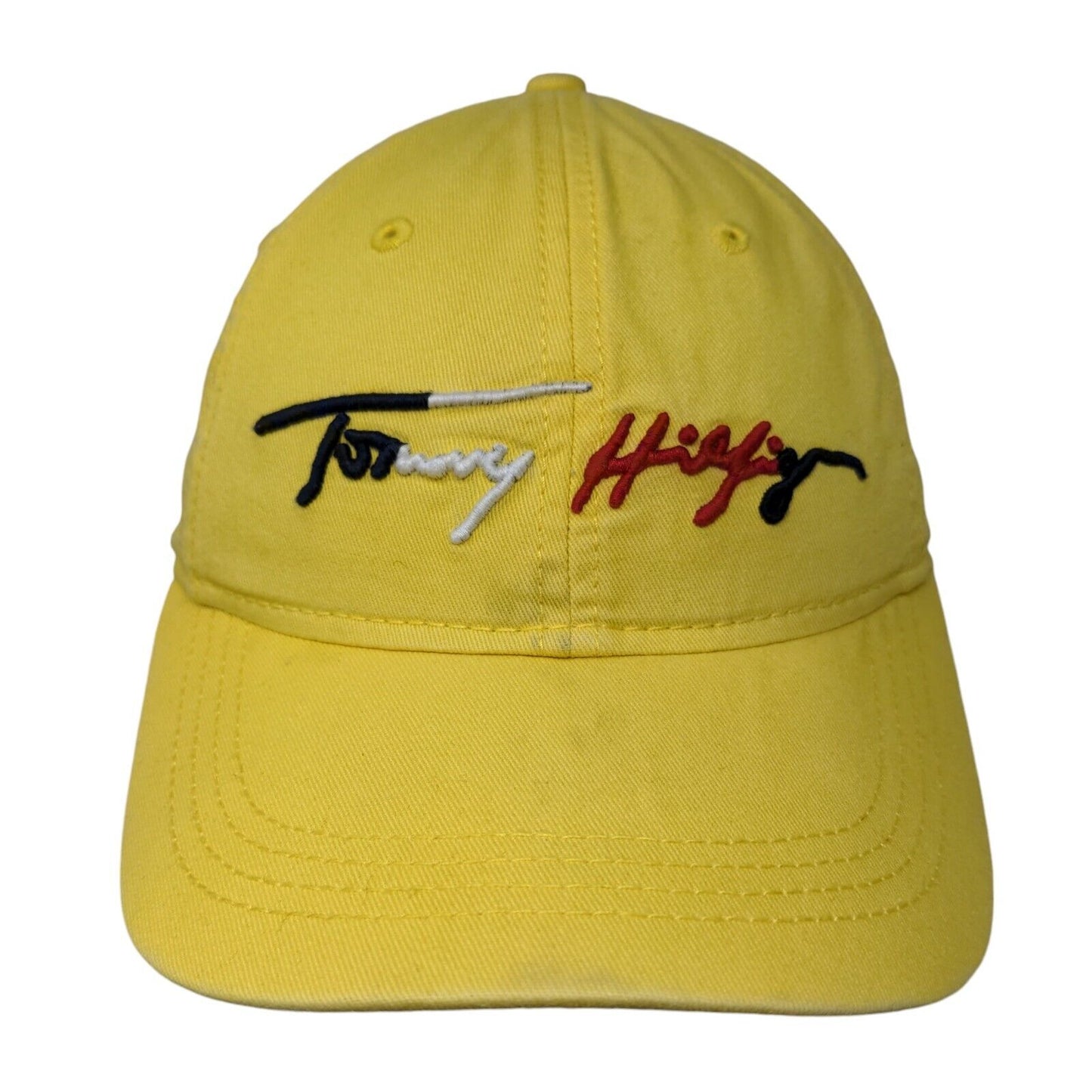 Tommy Hilfiger Slideback Hat Yellow One Size Adjustable Embroidered 6 Panel