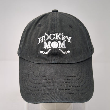 Hockey Mom Slideback Baseball Cap Black One Size Adjustable Embroidered 6 Panel