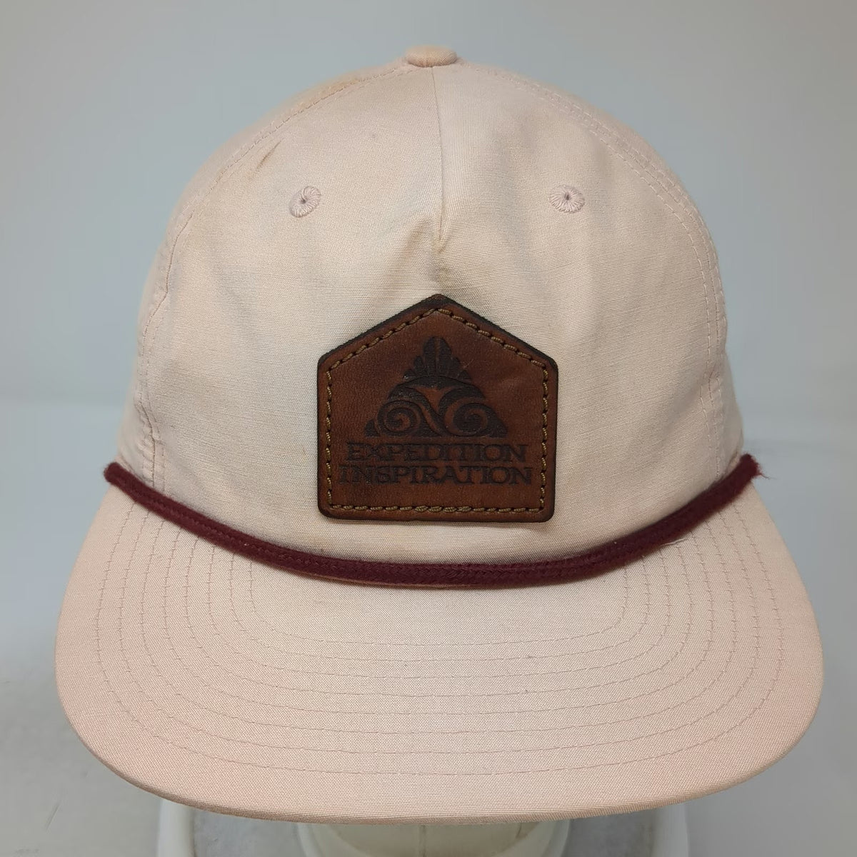 Richardson 5 Panel Pink One Size Hat Expedition Inspiration Rope Leather Patch