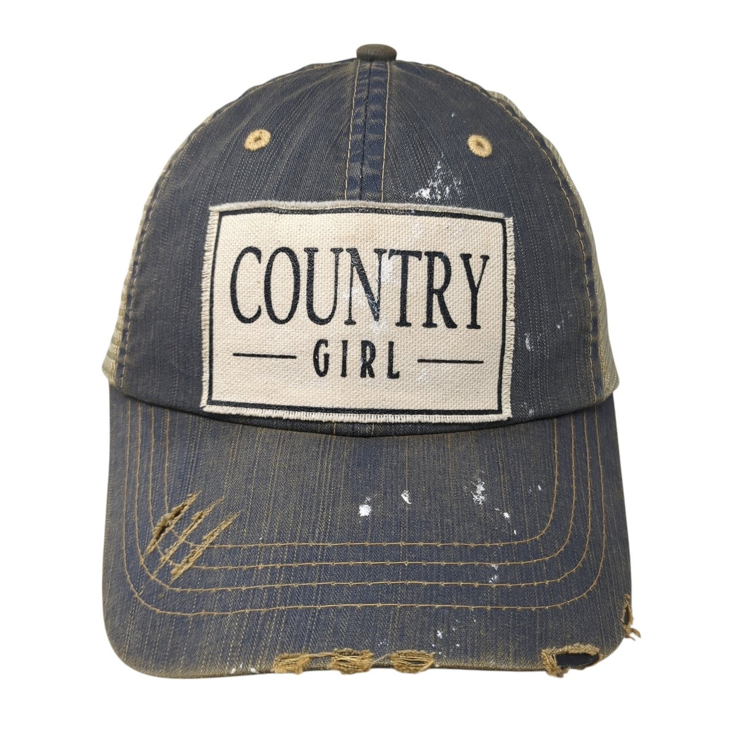 Country Girl Trucker Hat Multicolor One Size Adjustable Distressed Mesh Back