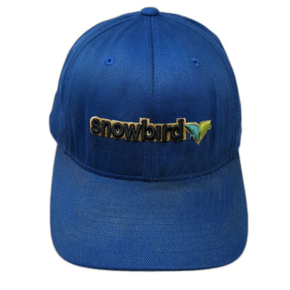 Flexfit Baseball Cap Blue XL Snowbird Ski Resort Logo Elastic Curved Brim Hat