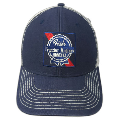 Ouray Trucker Hat Blue One Size Fish Frontier Anglers Montana Snapback Mesh