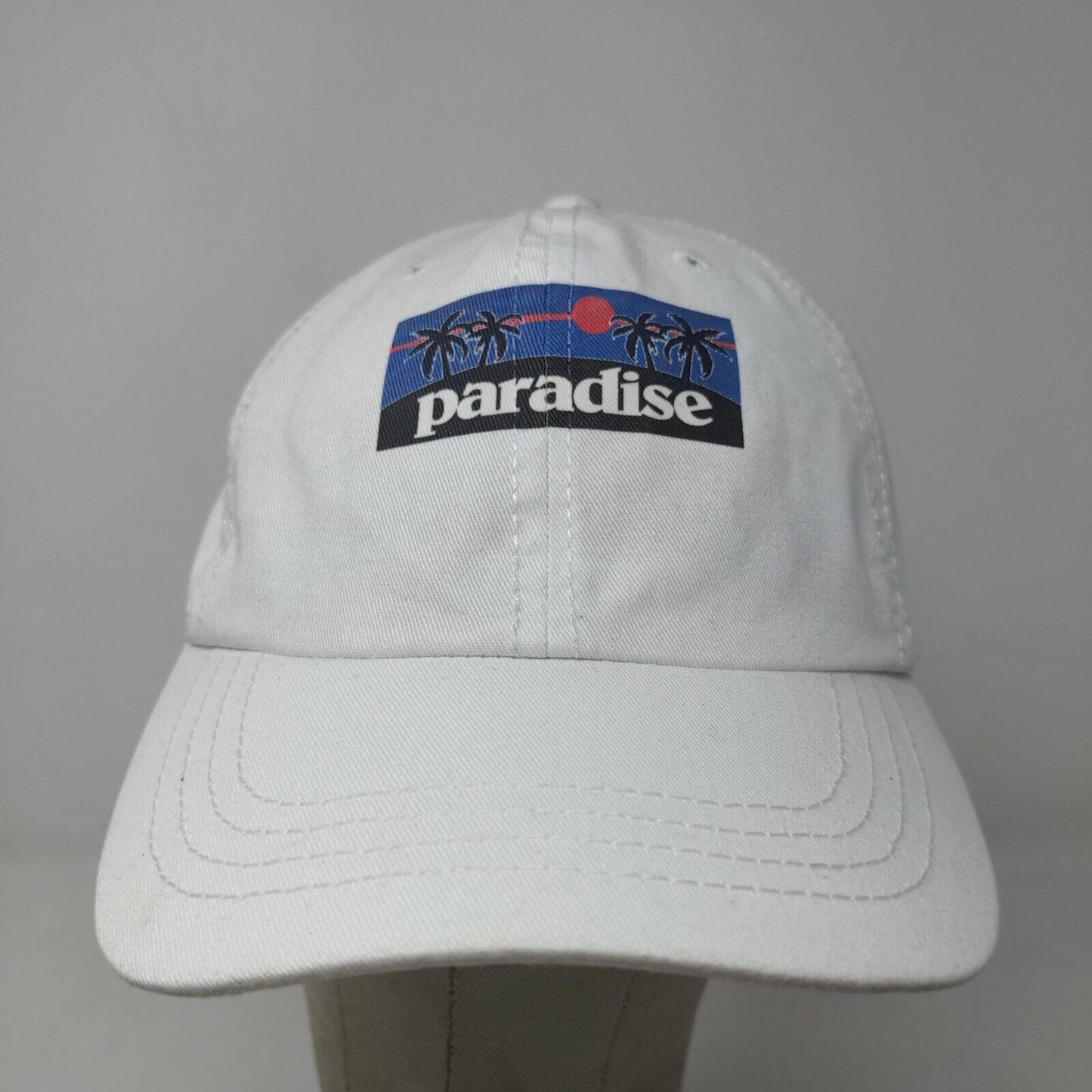 Cobra Men's Slideback Hat White Graphic Paradise Palm Trees Logo