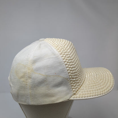 Jovie Snapback Hat White One Size Adjustable Rhinestone Bling Shiny