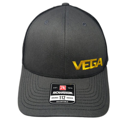 Richardson 112 Trucker Hat Gray One Size Yellow Vega Embroidered Mesh Snapback