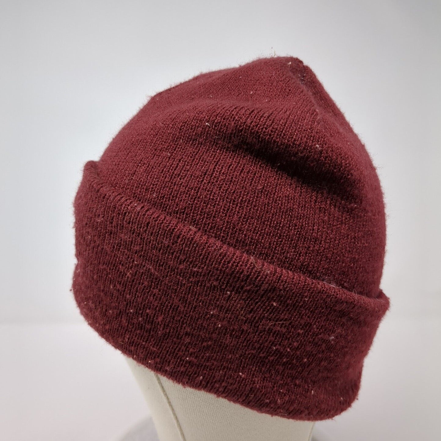 Adidas 3 Stripes Knit Beanie Hat Red One Size Stretch Embroidered