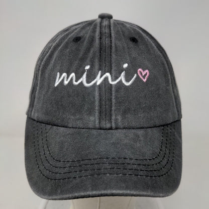 Mini Slideback Hat Gray One Size Adjustable Embroidered Logo 6 Panel Cotton