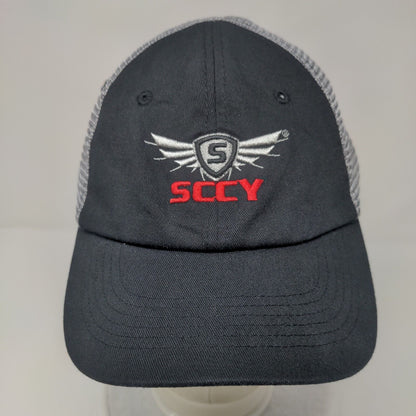 SCCY Snapback Mesh Back Trucker Hat Black One Size Embroidered Colorblock
