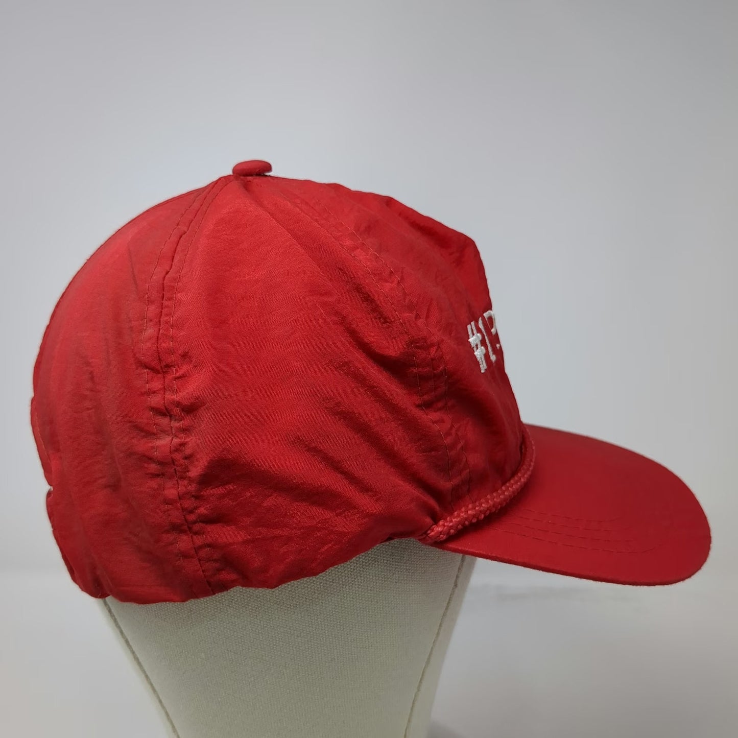 5 Panel Red One Size #1 Poppy Nylon Rope Snapback Hat Embroidered Adjustable