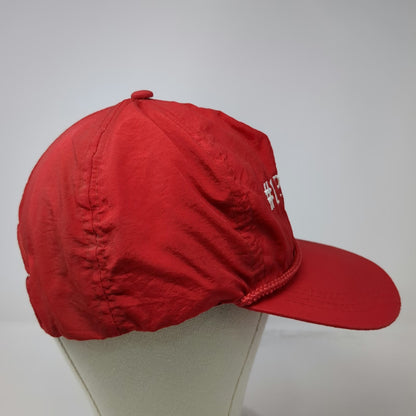 5 Panel Red One Size #1 Poppy Nylon Rope Snapback Hat Embroidered Adjustable