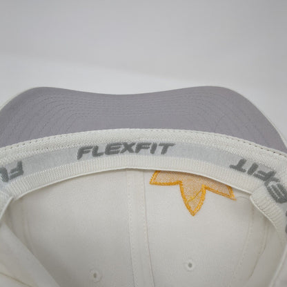 Yupoong Fitted Hat White L/XL Flexfit Embroidered Vented Holes 6 Panel