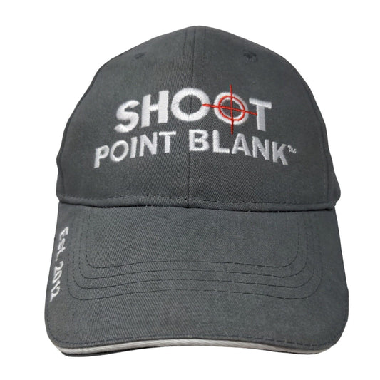 Shoot Point Blank Men's Strapback Hat Gray Embroidered Logo Firearms