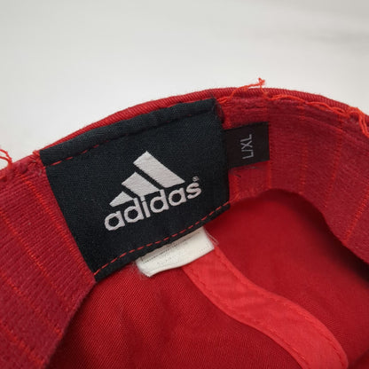Adidas Wisconsin Badgers NCAA Red XL Baseball Cap Stretch Fit Curved Hat Logo