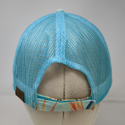 C.C Baseball Cap Blue One Size Mesh Back Strapback Floral Flower Print Hat
