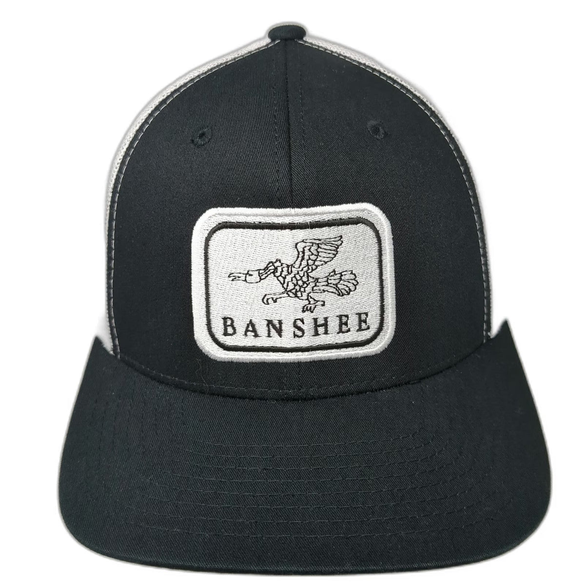 Yupoong Trucker Hat Black White One Size Mesh Back Banshee Bird Graphic Patch