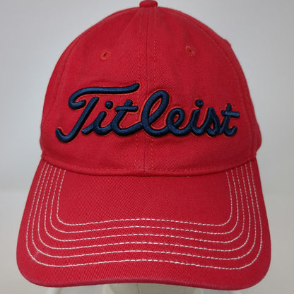 Titleist Baseball Cap Red OSFM Adjustable Cotton Blue Logo Contrast Stitch Hat