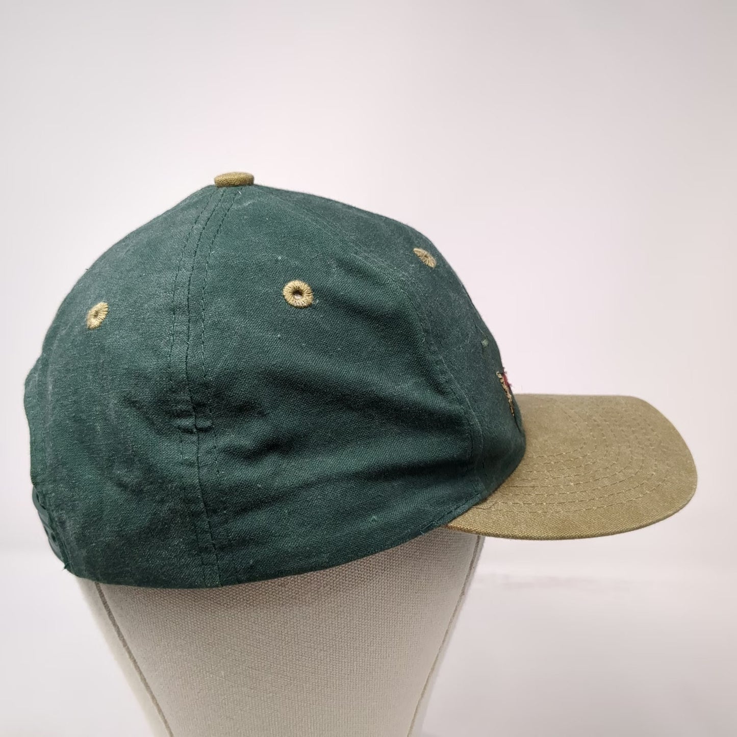 Head To Toe Snapback Green Beige Embroidered Salmon Fish Nappo Hat Vintage