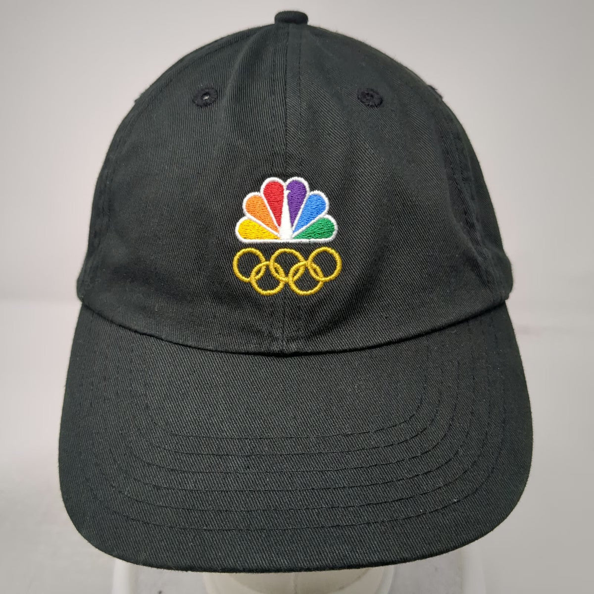 Team Apparel Baseball Cap Black One Size NBC Peacock Olympic Rings Slideback Hat