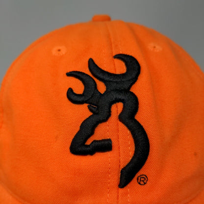 Browning Strapback Hat Orange OSFA Adjustable Embroidered Vented Holes 6 Panel