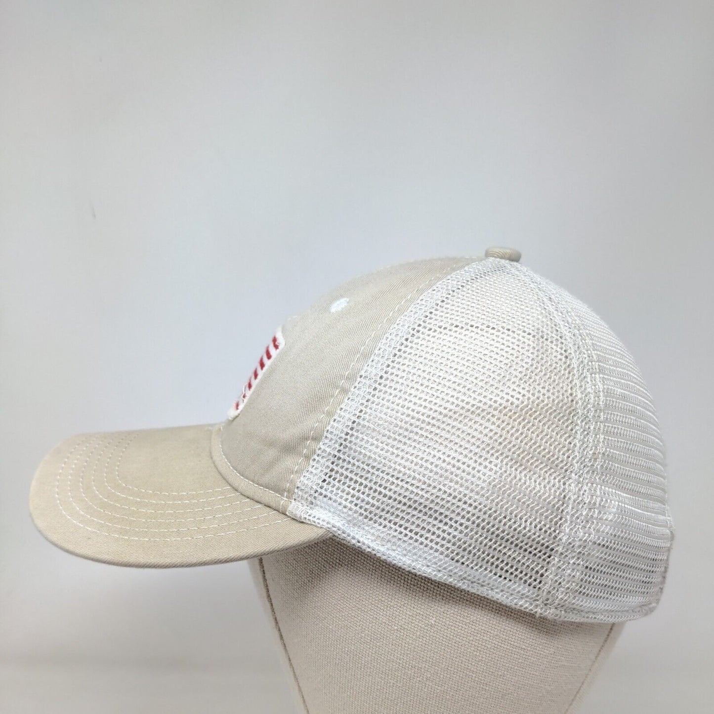 American Flag Strapback Mesh Back Trucker Hat Tan One Size Colorblock