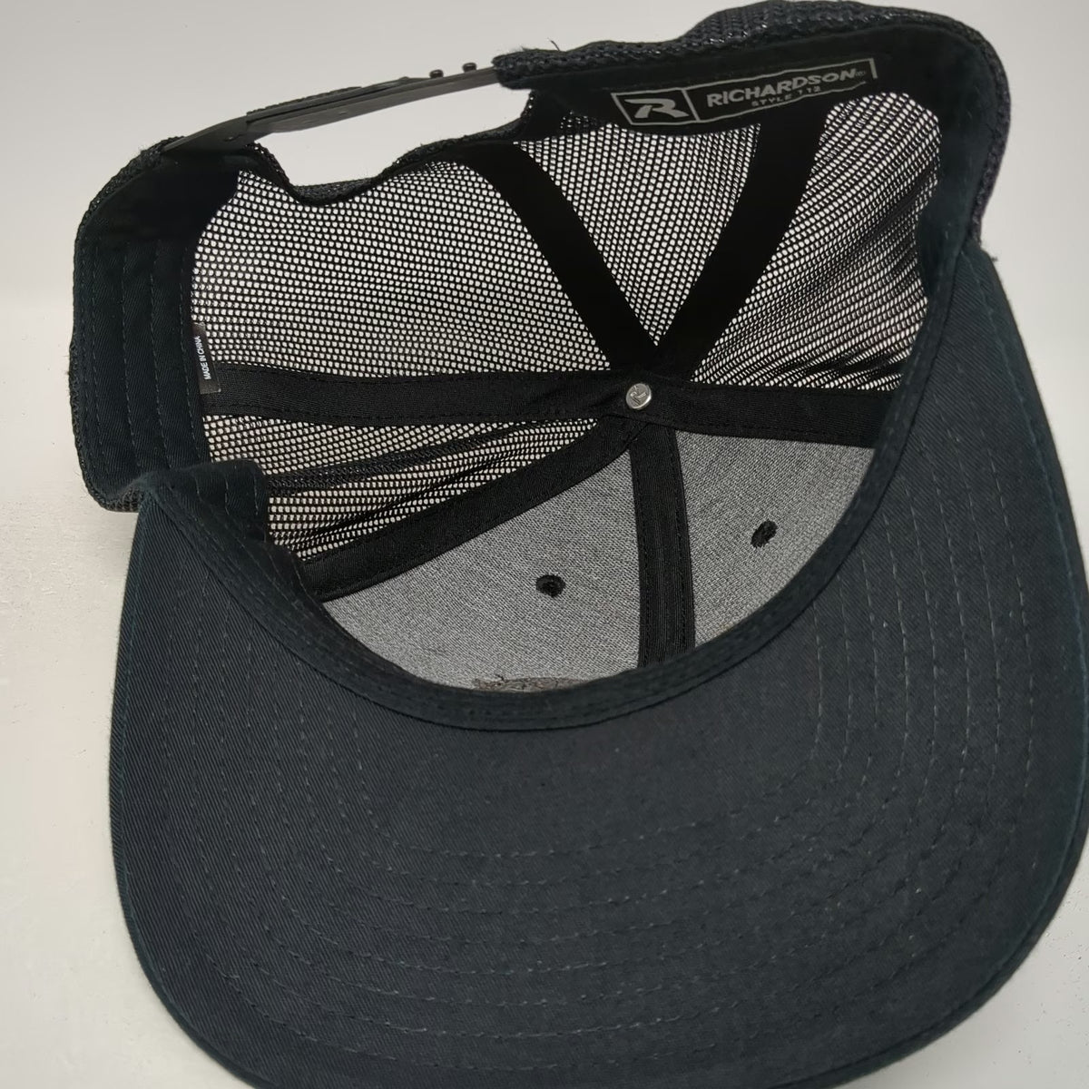 Richardson Trucker Hat Black One Size Leather Patch B.A. Fischer Snapback