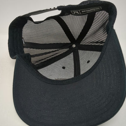 Richardson Trucker Hat Black One Size Leather Patch B.A. Fischer Snapback